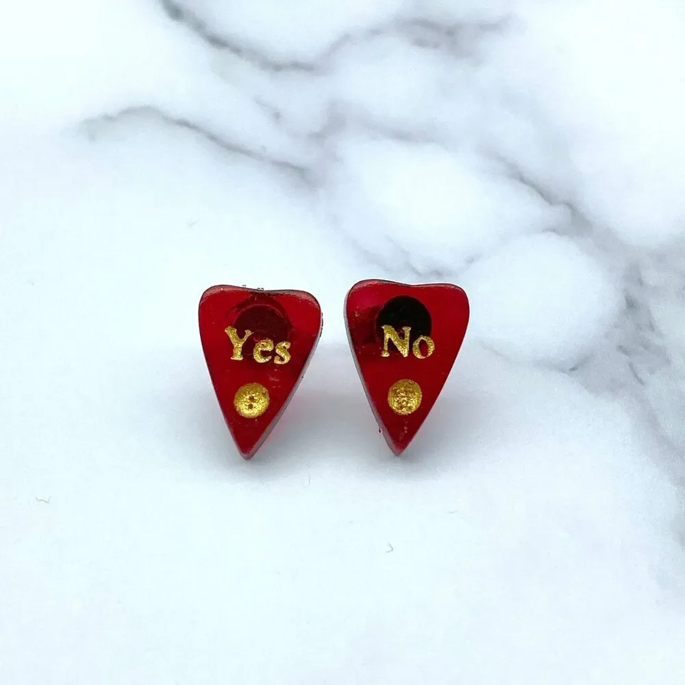 Blood Red Ouija Planchette Earrings